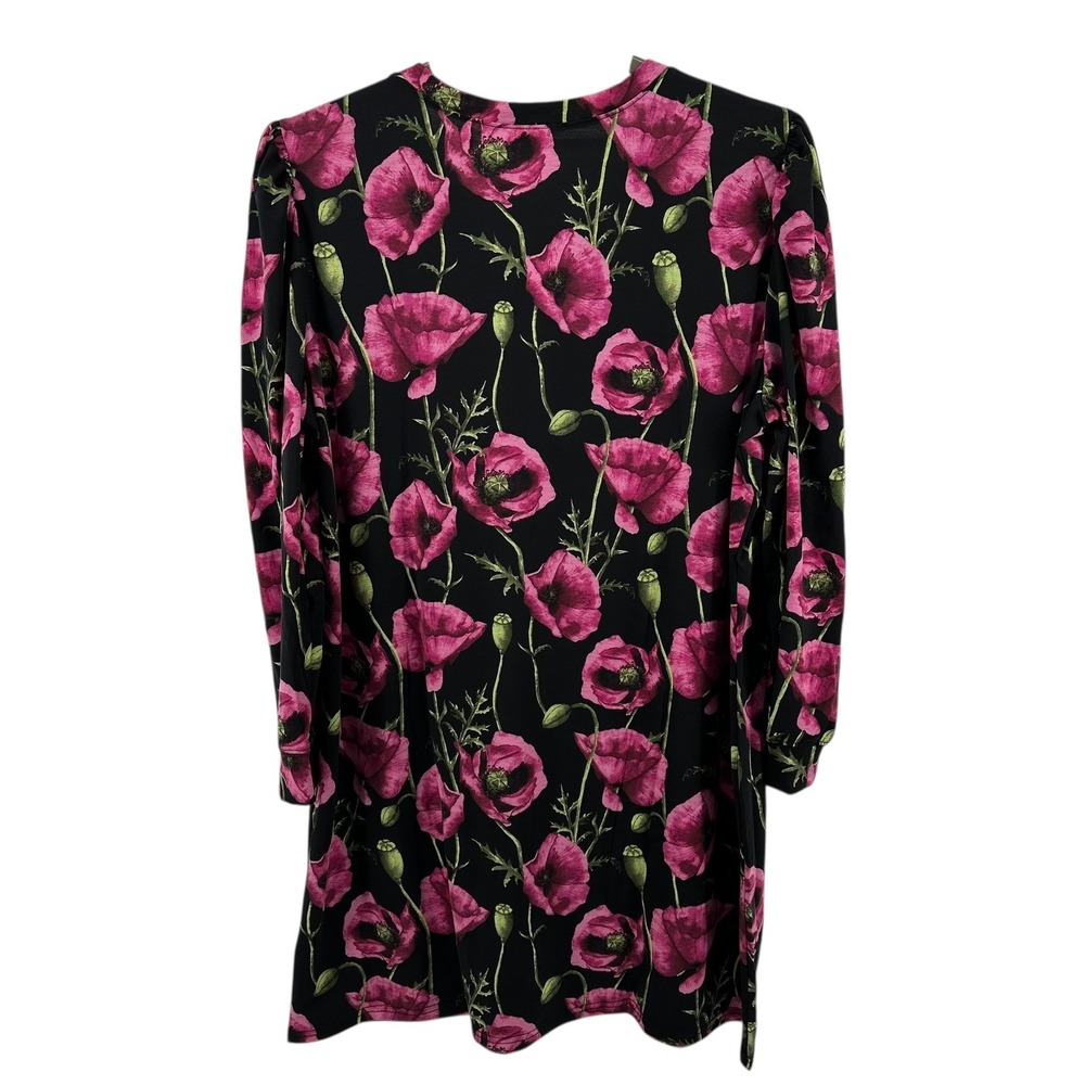 LuLaRoe Ava Mutton Sleeve Dress 3XL NWT Pink Poppy Floral Black V-Neck Plus Size - Picture 9 of 10